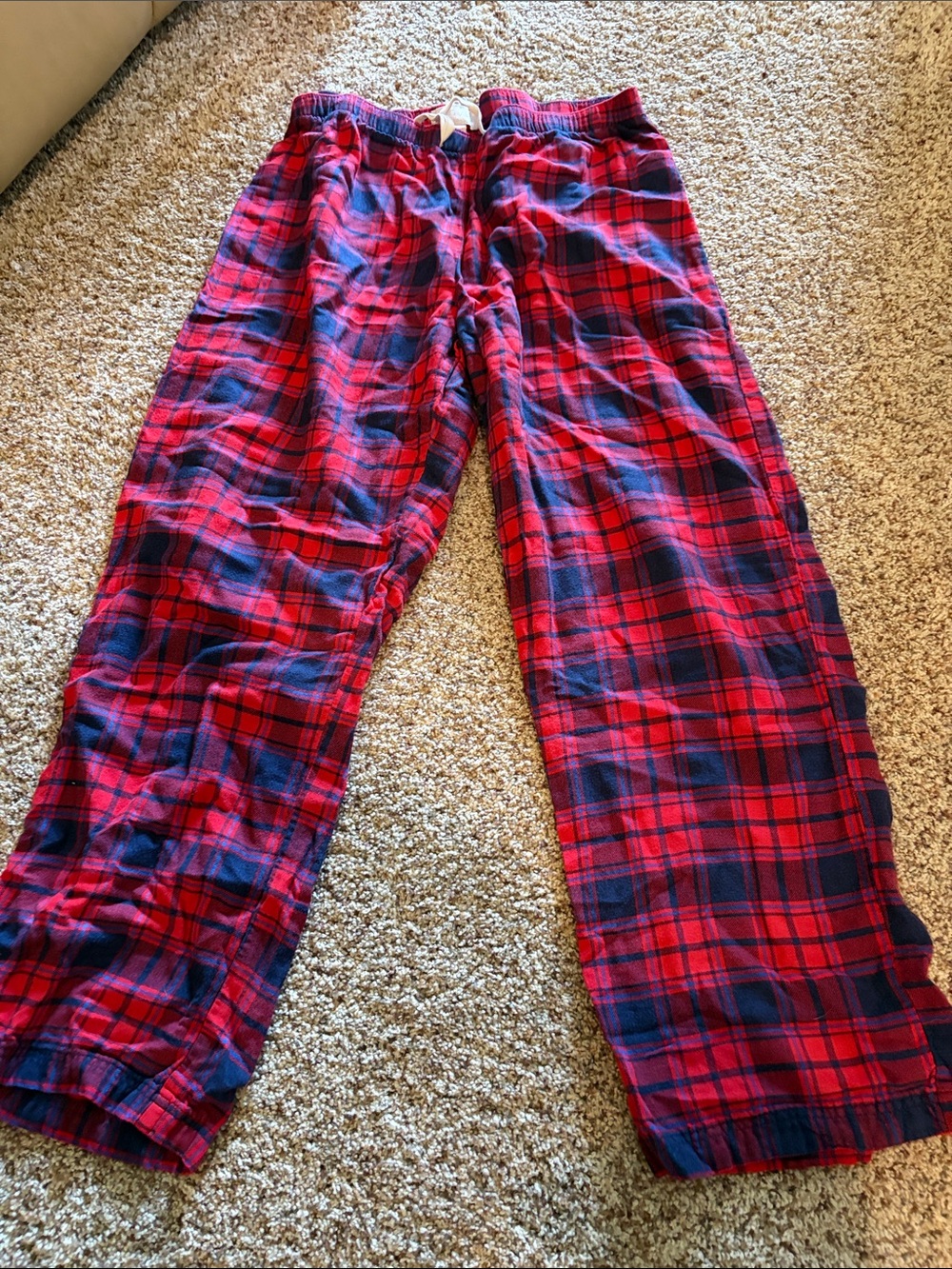 Red and Navy Plaid Flannel Pajama Pants